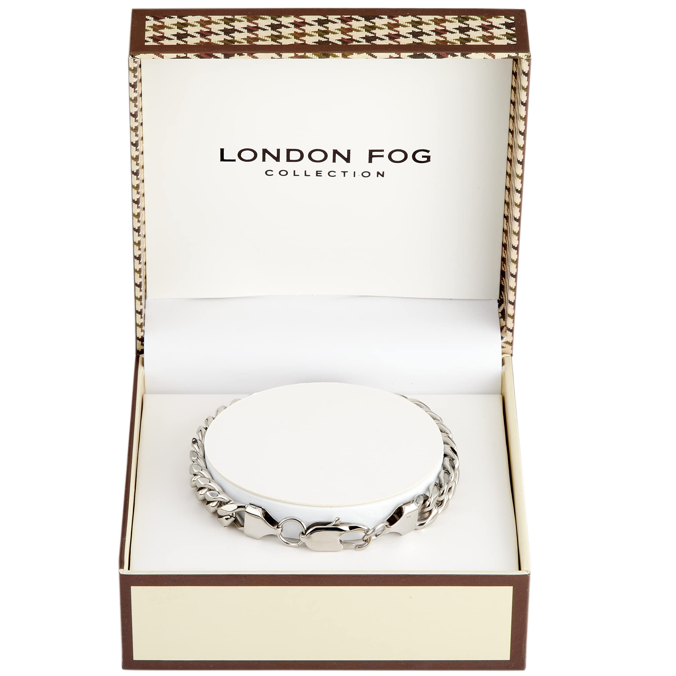 LONDON FOG Curb Link Silver Plated 8 Inch Unisex Bracelet For Him and Her
