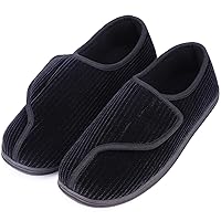 LongBay Men's Memory Foam Diabetic Slippers Comfy Warm Plush Fleece Arthritis Edema Swollen House Shoes