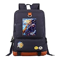 Teen Sundrop&Moondrop Large Laptop Rucksack-Student Lightweight Bookbag Classic Canvas Bagpack for Travel,Outdoor