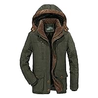 Men Thicken Military Parka Jacket Coat Winter Warm Lined Cotton Outerwear Hiking Long Overcoat