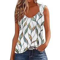 Tank Top for Women Summer Funny Sleeveless Notched Neck Blouse Novelty Floral Shirts