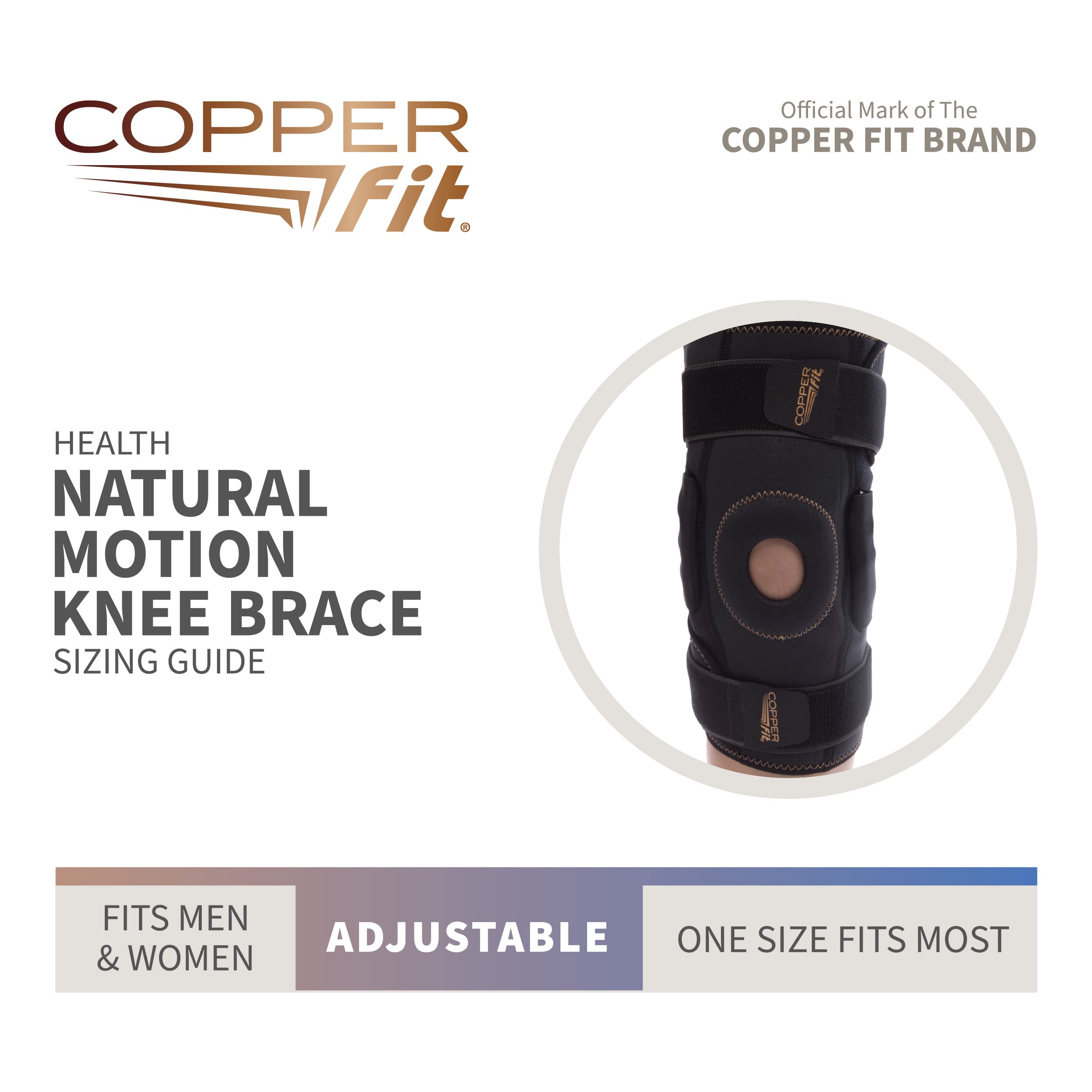 Copper Fit Health Natural Motion Knee Brace, Adjustable