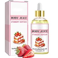 120ml Body Juice Oil Strawberry Shortcake, Strawberry Flavor Body Oil for Moisturizing Skin Strawberry Shortcake Body Oil For Women Hand Crafted Body Oil for Women (1PCS)