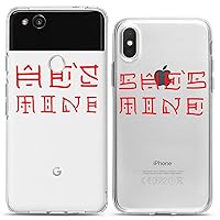 Matching Couple Cases Compatible for Google Pixel 8 Pro 7a 7 Pro 6 Pro 6a 6 5a 5 XL 4a 5G 4 XL 4a Kawaii Character Red He She Mine Relationship Love friend Quote Clear Silicone Cover Anniversary