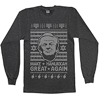 Threadrock Men's Trump Make Hanukkah Great Ugly Sweater Long Sleeve T-Shirt