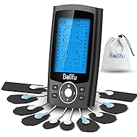 Belifu Dual Channel TENS EMS Unit 24 Modes Muscle Stimulator for Pain Relief Therapy, Electronic Pulse Massager Muscle Massager with 10 Pads, Dust-Proof Drawstring Storage Bag，Fastening Cable Ties…