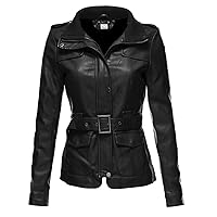 Womens Utiline Real Leather Trench Coat Blazar Missy Regular Plus Size