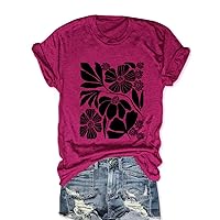 Women Vintage Flower Shirts Boho Wildflowers T Shirt Funny Nature Cottage Core Floral Short Sleeve Tops