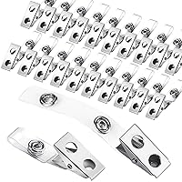 30 Pcs Metal Badge Clips with Clear PVC Straps ID Strap Clip ID Badge Clip Double Holes Badge Clips ID Clips for Badges Name Tag Clips Metal Clips for ID Cards Badge Holders Work Badges