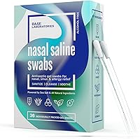 BASE LABORATORIES Saline Nasal Gel Swabs | Sanitize - Cleanse - Soothe Your Nasal Passages | Neutralize The Germs - for Dry & Irritated Noses - Allergy & Sinus Relief - Nasal Spray Rinse | 36PC