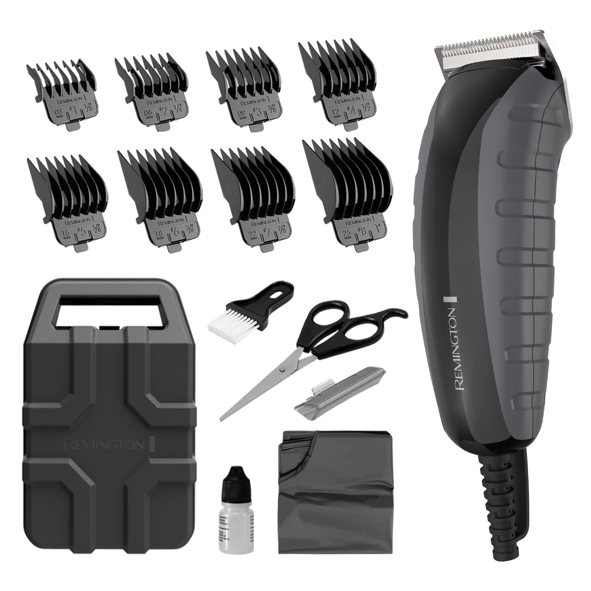 Remington HC5850 Virtually Indestructible Haircut Kit & Beard Trimmer, Hair Clippers for Men, Colors Vary, 15 Piece Set (Pack of 1)