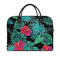 Tropical Palms and Hibiscus Botanical Large Crossbody Bag Laptop Bags Shoulder Handbags Tote with Strap for Travel Office