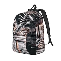Canvas Backpack For Women Men Laptop Backpack Bridge At Night Travel Daypack Lightweight Casual Backpack