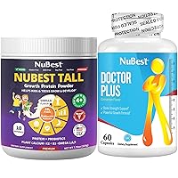 NuBest Bundle Kids & Teens Height Growth: Plant-Based Vanilla Protein Powder (10 Servings) & Doctor Plus Bone Strength Formula (60 Capsules) - Immunity, Wellness & Growth Support