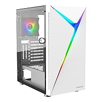 GAMDIAS ATX Mid Tower Gaming Computer PC Case with Side Tempered Glass Swing Door, 1x 120mm ARGB Fan & Front Panel Sync with ARGB Motherboards, Vertical VGA/GPU Slots for Your Graphic Cards