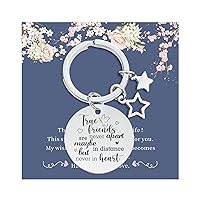 Friendship Gifts for Women, Silver Star Inspirational Keychains Long Distance Christmas Birthday Gifts for Best Friend