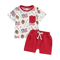 Toddler Baby Boy 4th of July Clothes Summer Outfits Letter Print Tops Boy Shorts Outfit Set