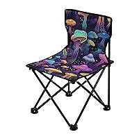 Colorful Mushrooms Black Folding Portable Camping Chairs for Men and Women Lightweight Travel Chairs Ergonomically Designed Picnic Chair for Cooking Picnic Camp