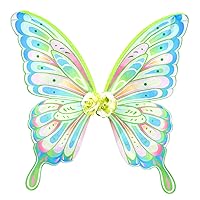TiaoBug Colorful Butterfly Angel Costume Wings Princess Fairy Elf Wings for Halloween Dress up Role Play Birthday Decorations Adult Green One Size