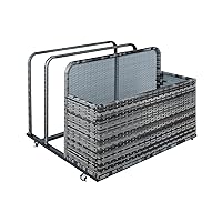 Outdoor Storage, Double Layer Poolside Float Storage, Patio Poolside Float Storage Basket, Storage Box, PE Rattan Outdoor Pool Caddy with Rolling Wheels for Floaties,Beach-Sturdy,Grey