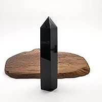 467g Natural Obsidian Crsytal Obelisk/Quartz Crystal Wand Tower Point Healing