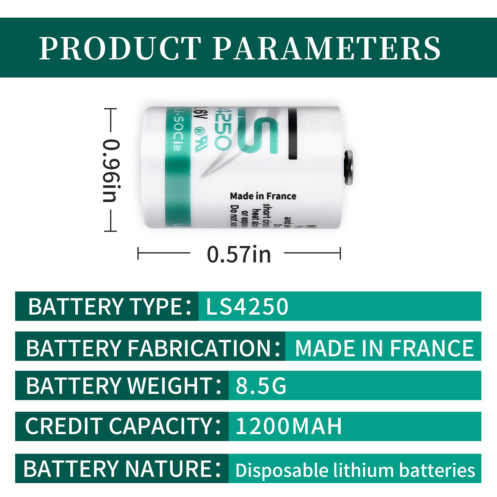 iNFISAN 2 X SAFT LS14250 1/2 AA 3.6v Battery 14250 Can Use for Dogwatch R9 Leash 1200mAh High Capacity