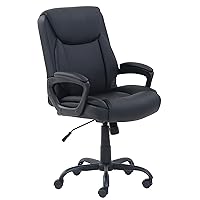Amazon Basics Classic Puresoft PU Padded Mid-Back Office Computer Desk Chair with Armrest, 26