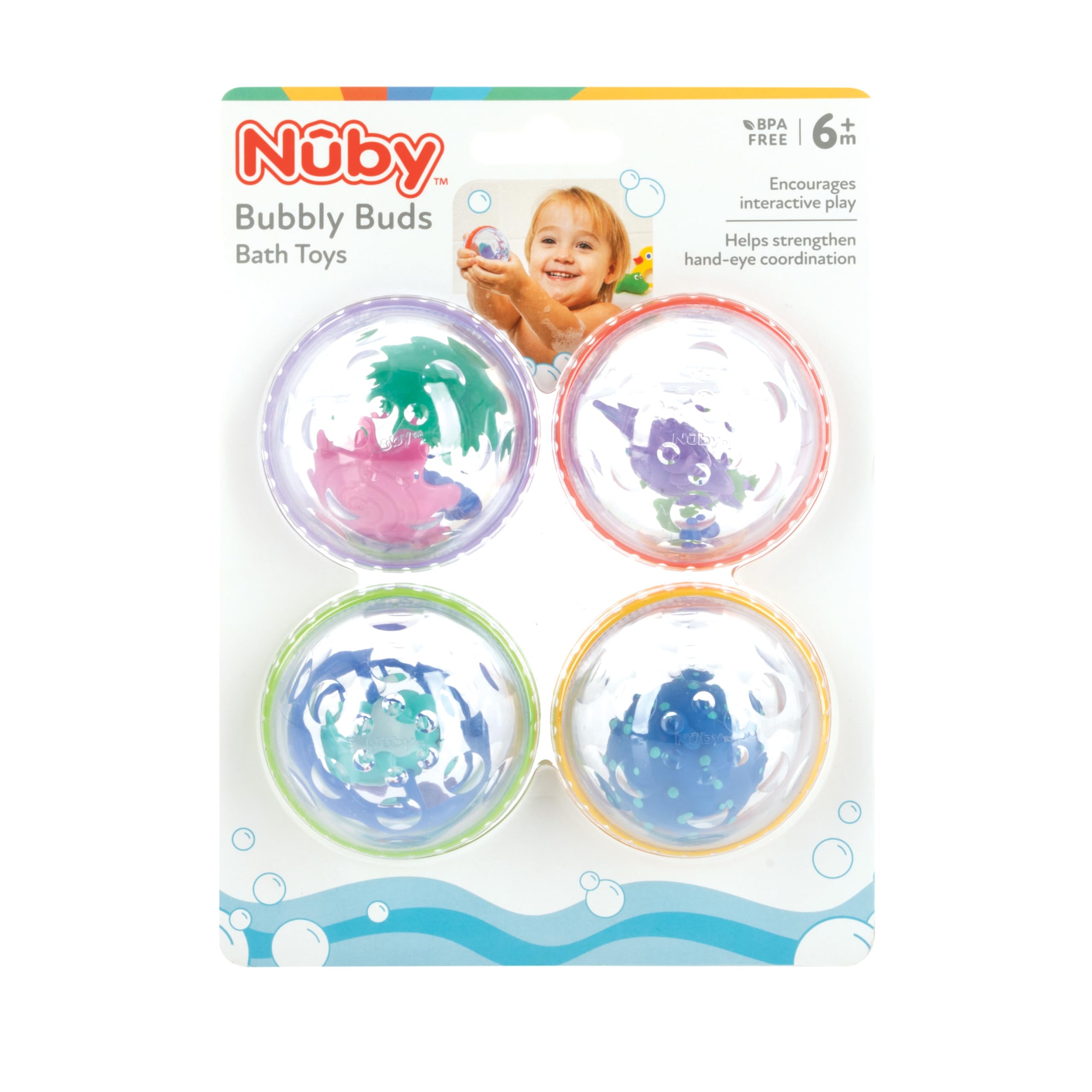 Nuby Bubbly Buds Bath Toys, BPA Free, 6+ Months