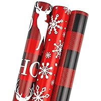 LDGOOAEL Mini Short Small Christmas Wrapping Paper Roll with Cut Lines on Reverse (17