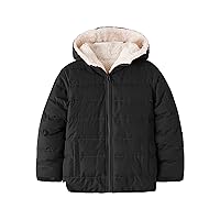 wantdo Boy's Reversible Winter Jacket Hooded Winter Coat Quilted Puffer Jacket Fleece Padded Outerwear