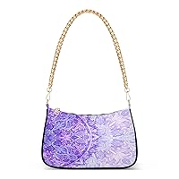 Shoulder Bags for Women Natural Tie Dye Mandala Purple Boho Hobo Tote Handbag Small Clutch Purse with Zipper Closure