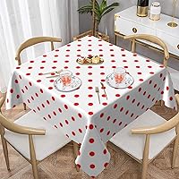 Square Tablecloth 54 X 54 Inch, Polka Dot Table Cloth, Farmhouse Tablecloths for Kitchen Tables, Washable Spill Proof Polyester Table Cover for Party Dining Room Decoration