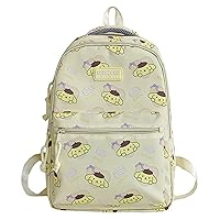 Cartoon Pompom Purin All Over Print Casual Backpack Laptop Backpack Travel Hiking Rucksack Daypack Yellow