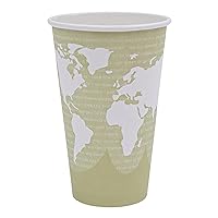 ECO PRODUCTS Compostable Disposable World Art 16oz Large Coffee Cups, Case of 1000, Renewable Hot Paper Cup, Plant Based PLA Lining, Color Coded
