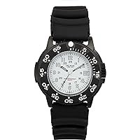 Del Mar 50513 45mm Stainless Steel Quartz Watch w/Polyurethane Band in Black with a White dial