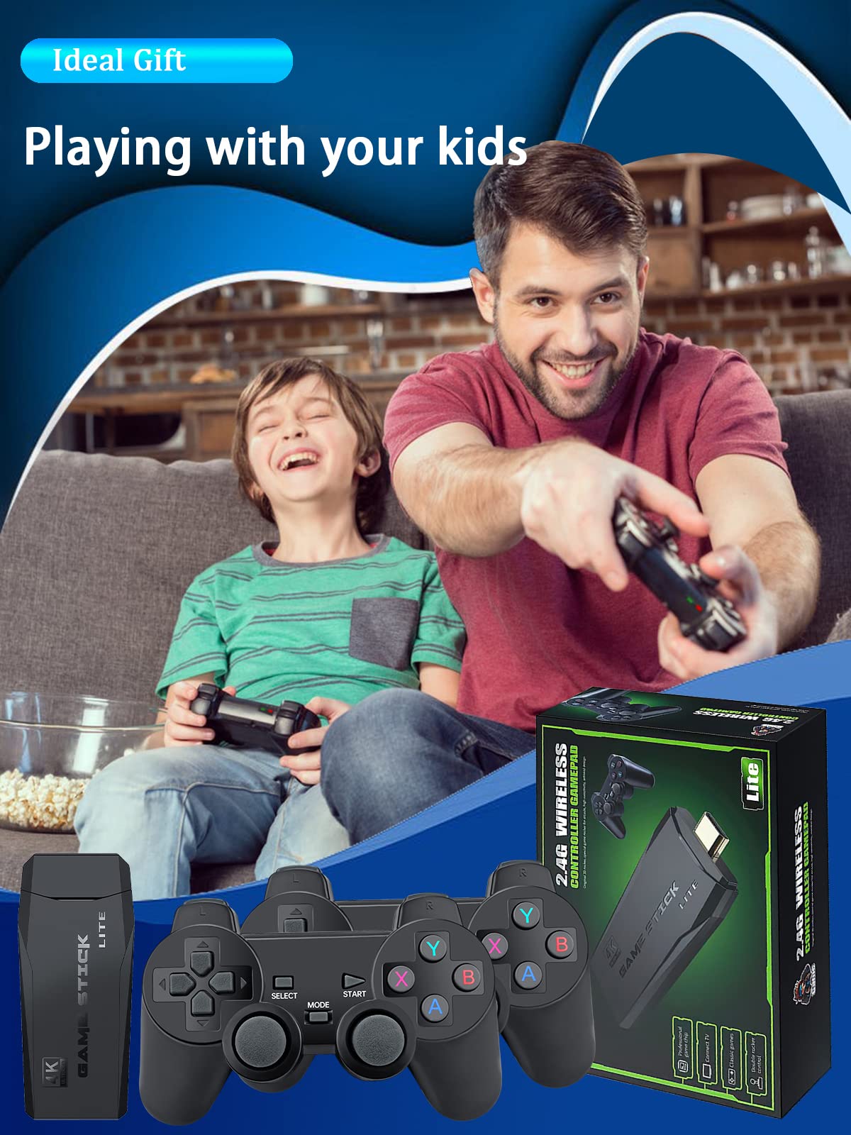 Fadist Retro Game Console, 4K HDMI HD Output Video Game Player, Built in 10000+ Classic Games, with 2 Ergonomics Controllers, Plug and Play Mini Game Box, Ideal Gift for Kids, Adult, Friend, Lover