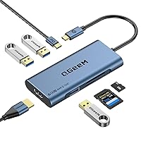 USB C Hub, QGeeM USB C to HDMI Adapter 4k, 7 in 1 USB C Dongle with 100W Power Delivery,3 USB 3.0 Ports, SD/TF Card Reader, Compatible for MacBook Ipad HP Dell XPS and More Type C Device