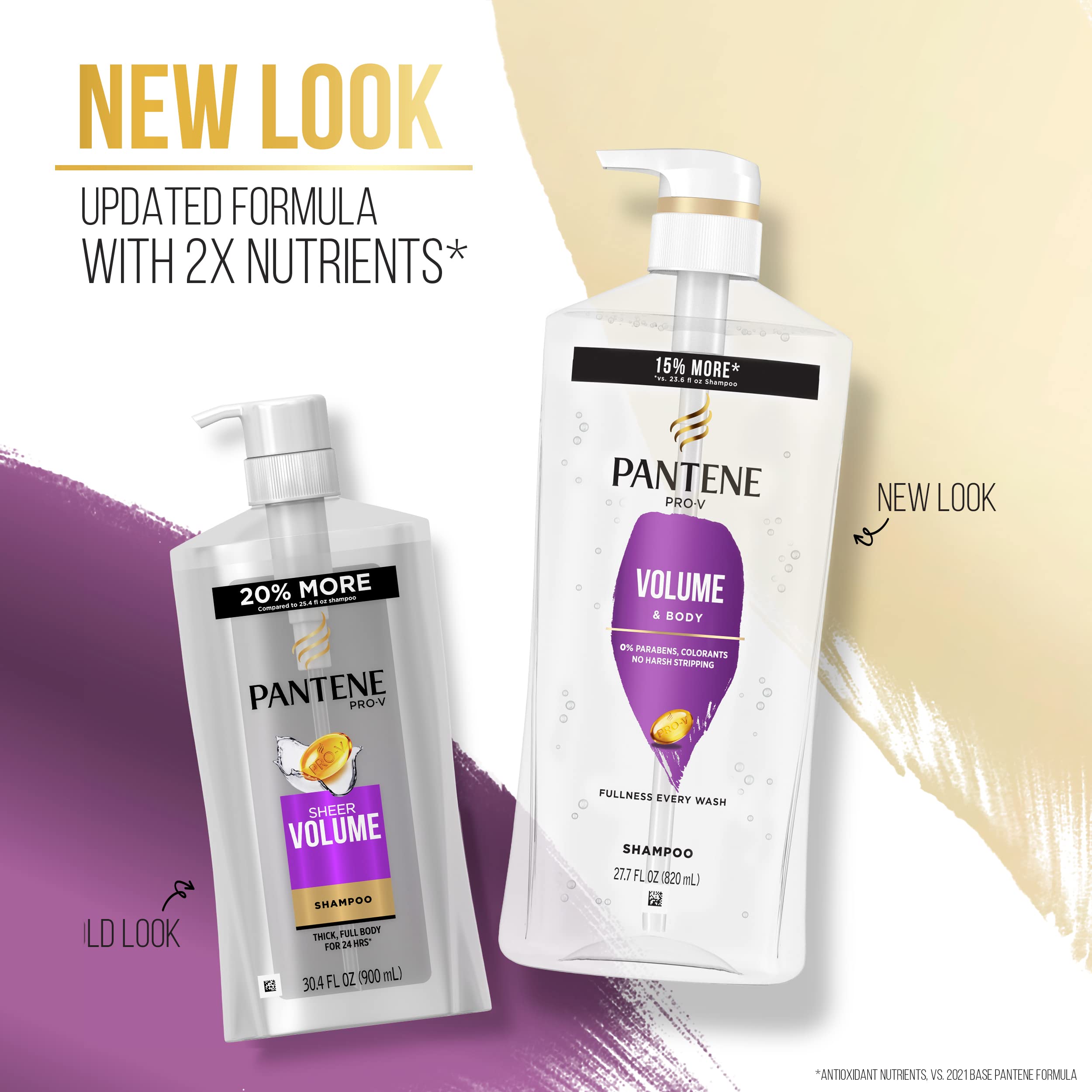 Pantene Shampoo Twin Pack with Hair Treatment, Volume & Body for Fine Hair, Safe for Color-Treated Hair