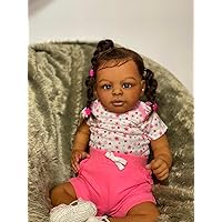 RXDOLL Soft Vinyl Full Body Silicone Reborn Baby Dolls Black Girl 21 inch Lifelike African American Reborn Girl Doll Biracial Newborn Baby Doll Anatomically Correct