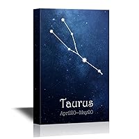 wall26 - 12 Zodiac Signs Constellation Canvas Wall Art - Taurus - Gallery Wrap Modern Home Art | Ready to Hang - 12x18 inches