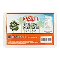 Tazah Date Paste for Baking - 14.2oz (400g) - Pure 100% Natural Pressed Dates, Gluten-Free, Certified Vegan, Kosher - Non-GMO - Sugar Substitute for Baking and Cooking - Product of UAE