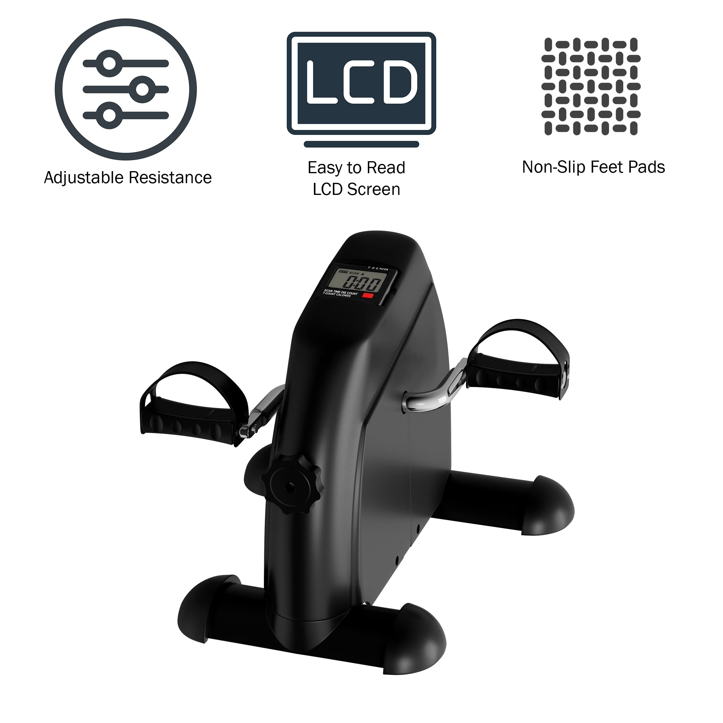 Under Desk Bike and Pedal Exerciser - At-Home Physical Therapy Equipment and Exercise Machine for Arms and Legs with LCD Screen by Wakeman Fitness