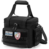 Tactical Lunch Box for Men, Large Leakproof Insulated Lunch Bag, Heavy Duty Lunch Cooler Bag with MOLLE Lunch Pail for Work Camping Fishing Picnic (Black, 14L)