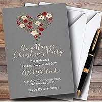 Xmas Heart Grey Personalized Christmas/New Year/Holiday Party Invitations