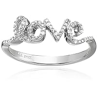 Jewelili Sterling Silver Diamond Love Ring (0.05 cttw), Size 7