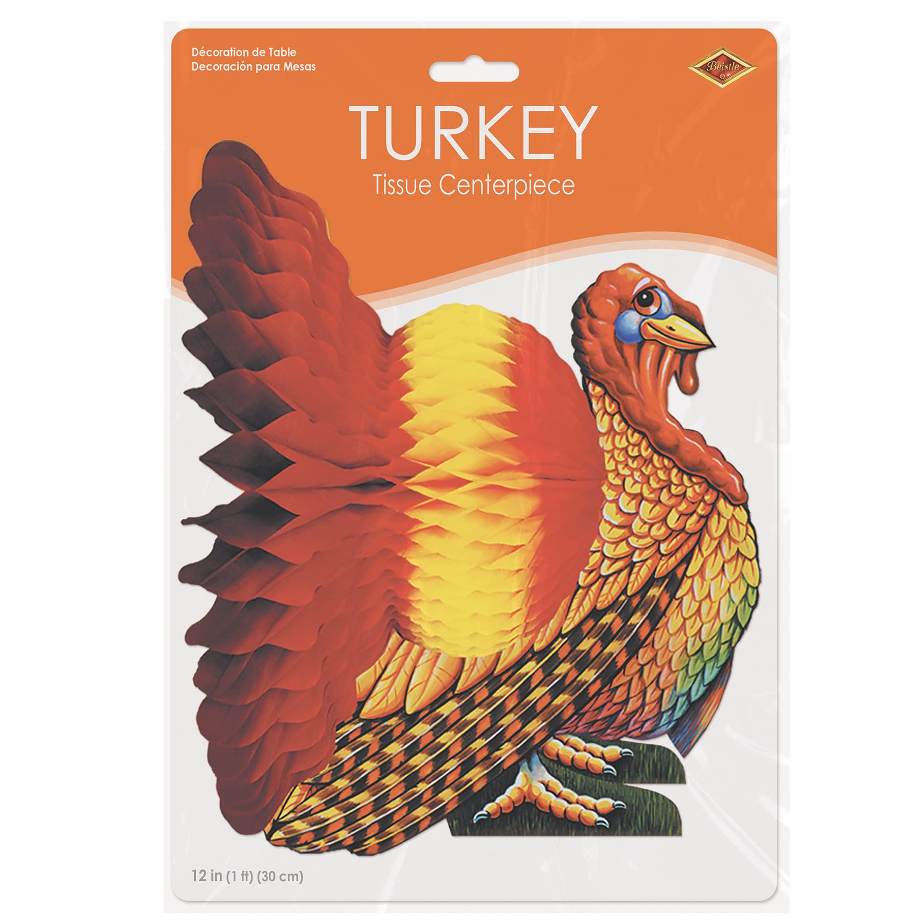 Beistle Tissue Paper Turkey Centerpiece For Thanksgiving Party Decoration Autumn Fall Harvest Home Decor