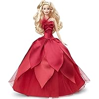 Barbie Signature 2022 Holiday Doll (Blonde Wavy Hair) with Doll Stand, Collectible Gift for Kids Ages 6 Years Old and Up