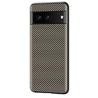 Cell Phone Case for Google Pixel 7/7 Pro, Slim Carbon Fiber, Classic Design Soft Hybrid Shockproof Protective Cover Case,Gold,7Pro 6.7''