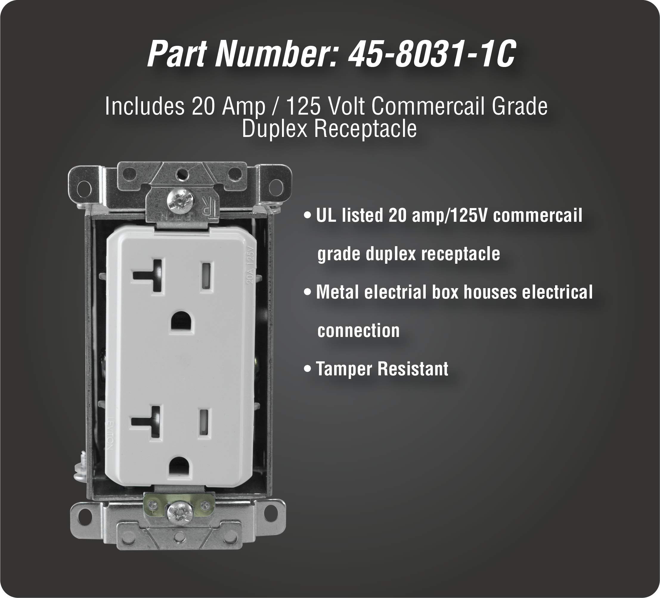 DATA COMM Electronics 45-8031-1C Connected Media Box with Duplex 20 Amp Commercial Grade Receptacle