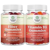 Natures Craft Bundle of Sugar Free Fiber Gummies for Adults - High Fiber Supplement Gummies Vitamins for Adults and Vitamin D3 Gummies for Daily Wellness - Delicious Vitamin D Gummies for Adults